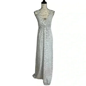 Armani Exchange Gray and White Cris Cross Maxi Halter Dress size 6